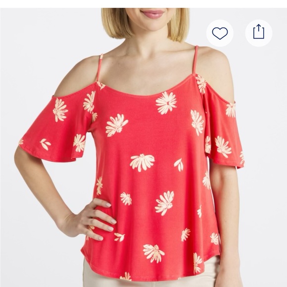 Kaileigh Pink Floral Cold Shoulder Blouse - Picture 2 of 2